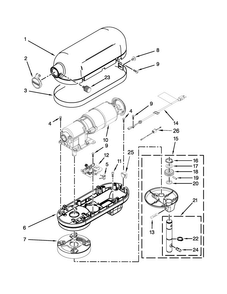 Case, Gearing And Planetary Unit Parts Diagram and Parts List for 5KSM6521XBAC0  KitchenAid Mixer
