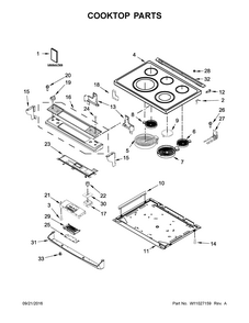 Cooktop Parts Diagram and Parts List for 664C95123610  Kenmore Range
