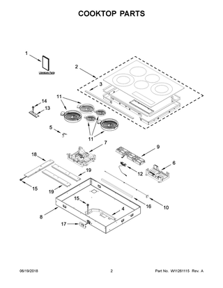 Cooktop Parts Diagram and Parts List for KCES950HBL00  Whirlpool Cooktop