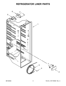 Refrigerator Liner Parts Diagram and Parts List for WRS325SDHZ12  Whirlpool Refrigerator