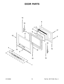 Door Parts Diagram and Parts List for WFG525S0JT6  Whirlpool Range