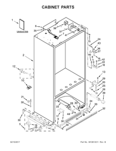 Cabinet Parts Diagram and Parts List for KBFN502EPA01  KitchenAid Refrigerator