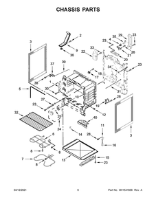 Chassis Parts Diagram and Parts List for WFE525S0JZ1  Whirlpool Range