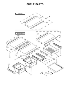 Shelf Parts Diagram and Parts List for WRT318FZDW01  Whirlpool Refrigerator