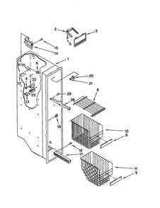 Freezer Liner Diagram and Parts List for GD22DFXFT0  Whirlpool Refrigerator