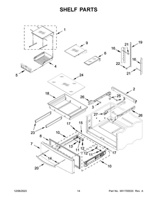 Shelf Parts Diagram and Parts List for WRX735SDHB09  Whirlpool Refrigerator