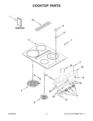 Cooktop Parts Diagram and Parts List for KCED600GBL01  Whirlpool Cooktop