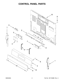 03 - Control Panel Parts Diagram and Parts List for MFGS4030RW0  Whirlpool Range
