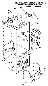 Refrigerator Liner Diagram and Parts List for 8ED27DQXAB00  Whirlpool Refrigerator