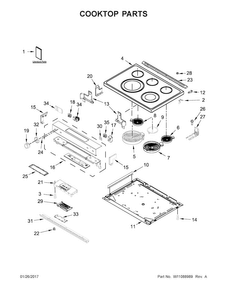 Cooktop Parts Diagram and Parts List for KSEG700EBS1  KitchenAid Range