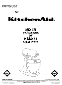 FRONT COVER Diagram and Parts List for KSM151  KitchenAid Mixer