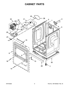 Cabinet Parts Diagram and Parts List for WED7120HC2  Whirlpool Dryer