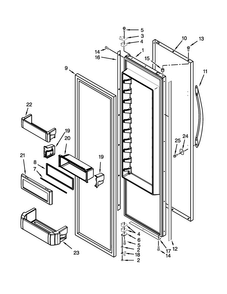 Refrigerator Door Parts Diagram and Parts List for KSSC42FTS18  KitchenAid Refrigerator