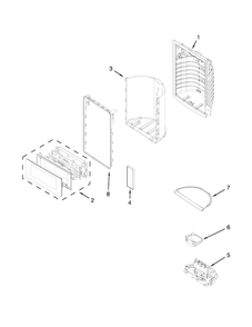 Dispenser Front Parts Diagram and Parts List for WRF991BOOM01  Whirlpool Refrigerator