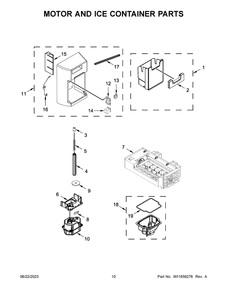 Motor And Ice Container Parts Diagram and Parts List for WRS571CIHV05  Whirlpool Refrigerator