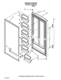 DOOR PARTS Diagram and Parts List for EV181NZTQ02  Whirlpool Freezer