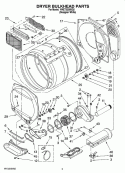DRYER BULKHEAD PARTS Diagram and Parts List for YWET3300SQ2  Whirlpool Washer Dryer Combo