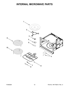 07 - Internal Microwave Parts Diagram and Parts List for JMW2430LL04  Whirlpool Microwave Oven Combo