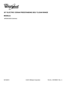 Cover Sheet Diagram and Parts List for WFE905C0ES0  Whirlpool Range
