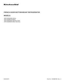 Cover Sheet Diagram and Parts List for KRFC302ESS00  KitchenAid Refrigerator