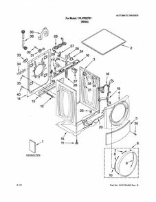 Top & Cabinet Diagram and Parts List for 11047892701  Kenmore Washer