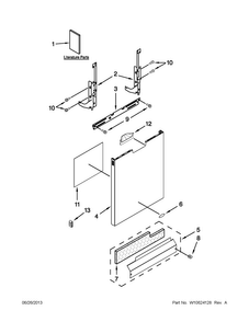 Door And Panel Parts Diagram and Parts List for WDF530PSYB6  Whirlpool Dishwasher