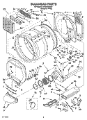 BULKHEAD PARTS Diagram and Parts List for YLEQ8850KQ1  Whirlpool Dryer