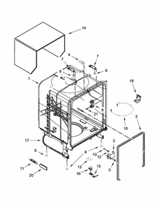 Tub And Frame Parts Diagram and Parts List for 66513009N510  Kenmore Dishwasher