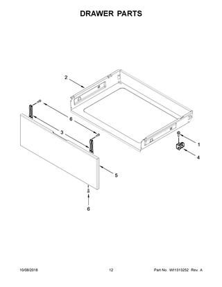 Drawer Parts Diagram and Parts List for IGR660GS0  Whirlpool Range