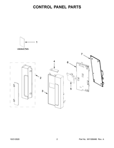 Control Panel Parts Diagram and Parts List for YWML55011HB6  Whirlpool Microwave Oven Combo