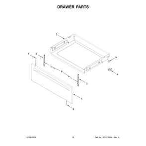 Drawer Parts Diagram and Parts List for WFES3030RB2  Whirlpool Range