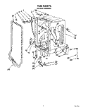 TUB Diagram and Parts List for WU0800XX1  Roper Dishwasher