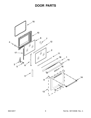 05 - DOOR PARTS Diagram and Parts List for YKFEG500EBL2  Whirlpool Range