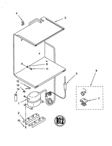 Unit Diagram and Parts List for EV040FXHW  Whirlpool Freezer