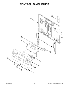 03 - Control Panel Parts Diagram and Parts List for WFES5030RV0  Whirlpool Range