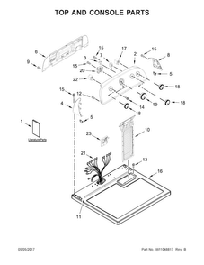 Top And Console Parts Diagram and Parts List for 11075232610  Kenmore Dryer