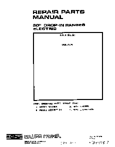Cover Page Diagram and Parts List for D5757*0  Roper Range