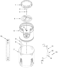 Basket And Tub Parts Diagram and Parts List for WTW5100HW5,WTW5100HC5  Whirlpool Washer