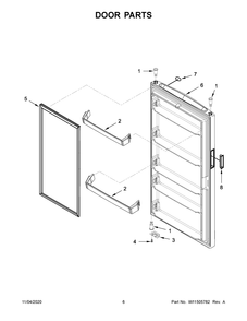 Door Parts Diagram and Parts List for MZF34X18FW04  Whirlpool Refrigerator