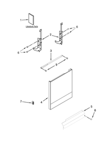 Door And Panel Parts Diagram and Parts List for WDF110PABT4  Whirlpool Dishwasher
