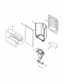 Dispenser Front Parts Diagram and Parts List for IX7DDEXDSM02  Whirlpool Refrigerator