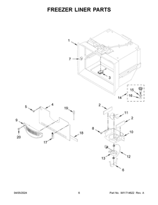 Freezer Liner Parts Diagram and Parts List for WRMF7736PZ00  Whirlpool Refrigerator