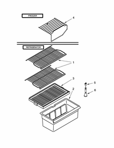 Shelf Parts Diagram and Parts List for IK4TXWFDW00  Whirlpool Refrigerator