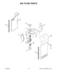 Air Flow Parts Diagram and Parts List for WRS311SDHM11  Whirlpool Refrigerator