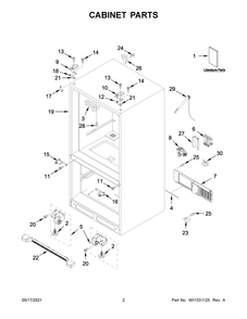 Cabinet Parts Diagram and Parts List for WRFA35SWHZ06  Whirlpool Refrigerator