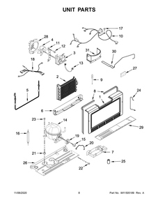 Unit Parts Diagram and Parts List for GAFZ30FDGB02  Whirlpool Wine and Beverage Cooler