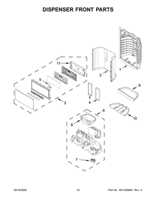 Dispenser Front Parts Diagram and Parts List for WRX735SDHV02  Whirlpool Refrigerator