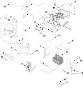 Upper Unit Parts Diagram and Parts List for JBSFS48NMX25  Whirlpool Refrigerator