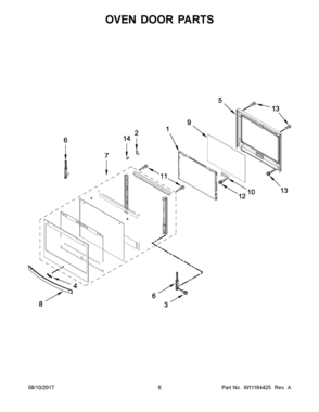 04 - OVEN DOOR PARTS Diagram and Parts List for WOC97EC0HZ00  Whirlpool Microwave Oven Combo