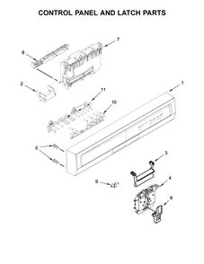 Control Panel And Latch Parts Diagram and Parts List for 66517489N710  Kenmore Dishwasher